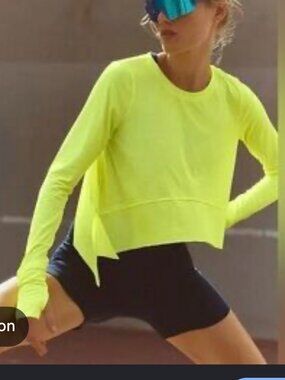 new FREE PEOPLE MOVEMENT TEMPO long sleeve run top s yellow